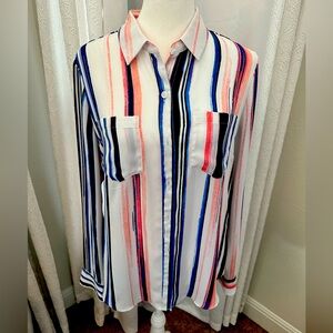 Blue and Melon button down blouse from White House Black Market.